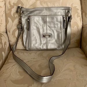 Women’s Tignanello Crossbody Bag Silver Metallic Purse